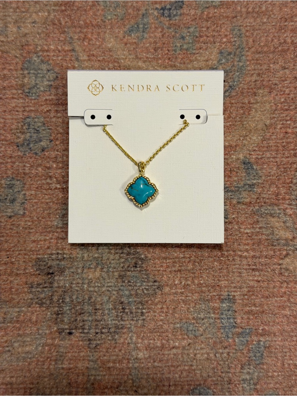Brand New Kendra Scott Mallory Pendant Necklace Gold Variegated Turquoise - Picture 3 of 5